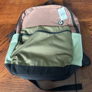 Volcom Backpack Men’s Poly Dusty Brown Olive Laptop School Travel Bag